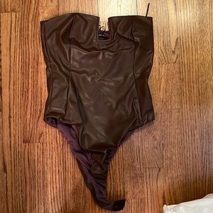Zara Strapless Leather bodysuit